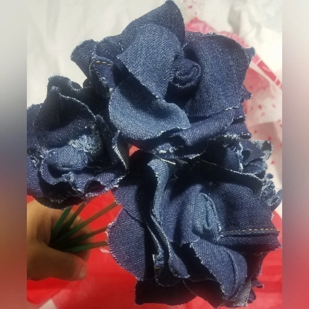 Tasty Raw Edge Denim Forever Roses Mixed Bouquet